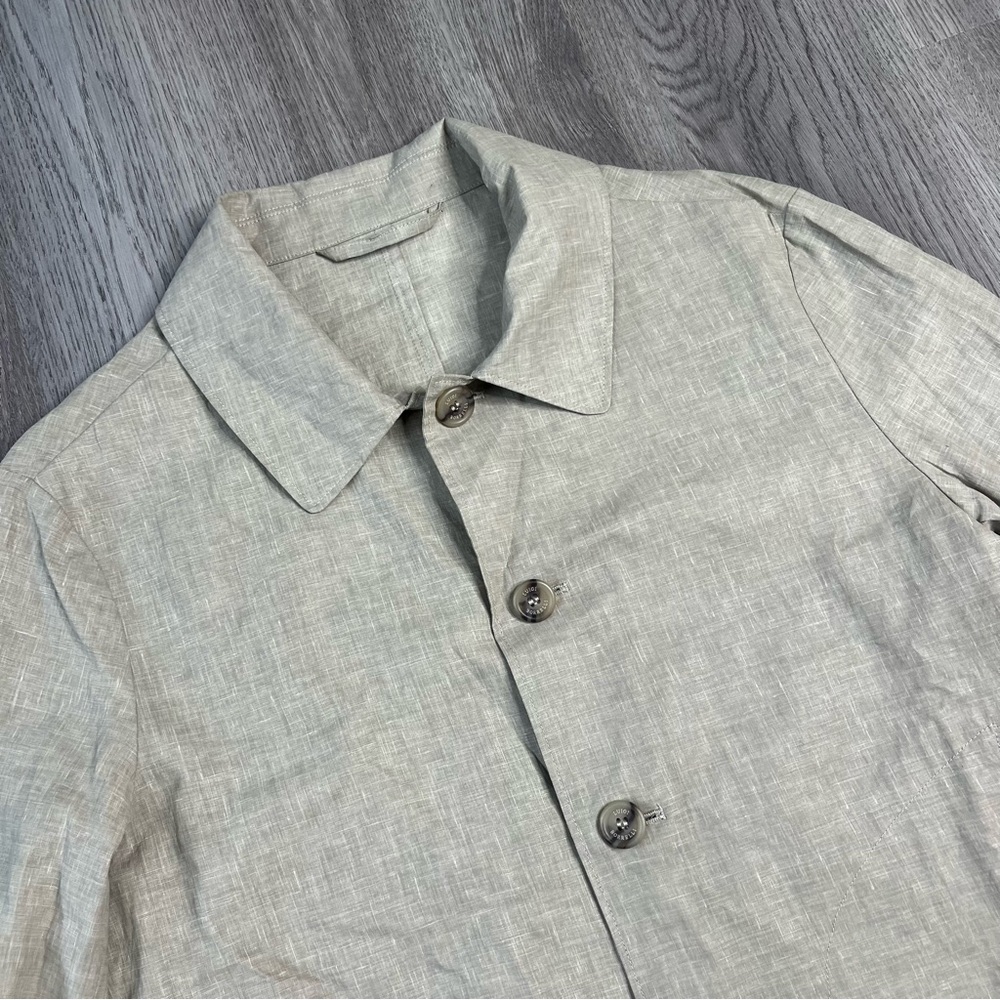 Luigi Borrelli Jacket Mens 48 Unstructured Trench Blazer Cream Napoli Flax Italy